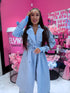 LIGHT BLUE, leather imitation trench "POWER" FL08